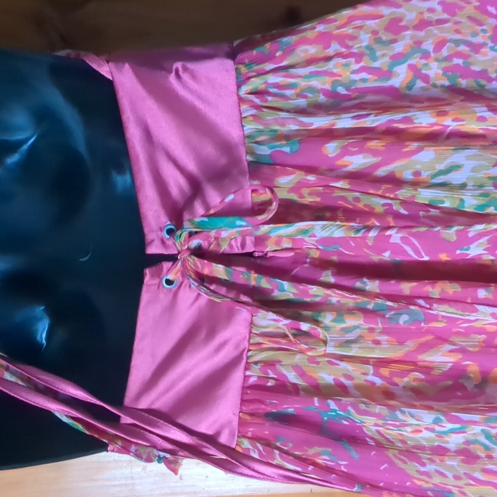 LE CHATEAU* cotton blend size S halter style tie back corset back zip back maxi - Picture 5 of 12